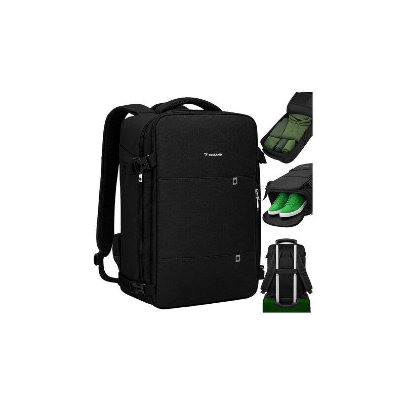 Trizand Σακίδιο Πλάτης Ταξιδιού 40 x 20 x 25 cm με USB, Μαύρο 27615