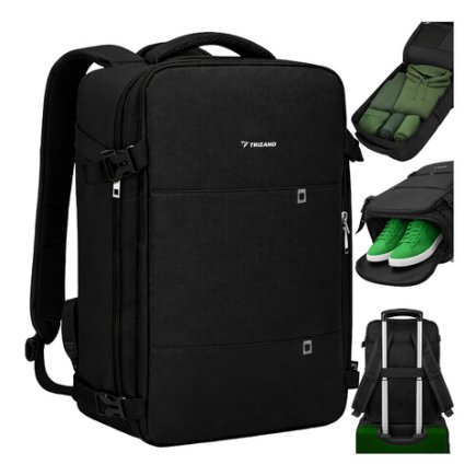 Trizand Σακίδιο Πλάτης Ταξιδιού 40 x 20 x 25 cm με USB, Μαύρο 27615