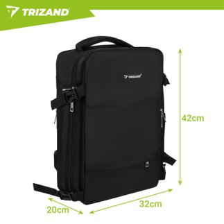 Trizand Σακίδιο Πλάτης Ταξιδιού 40 x 20 x 25 cm με USB, Μαύρο 27615