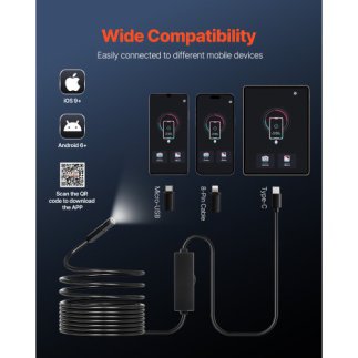 VEVOR Ενδοσκοπική Κάμερα Υψηλής Ανάλυσης για Android & iOS με Καλώδιο 5μ NKJSXTYX3H1DDST3N001V9