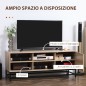 HOMCOM Μοντέρνο Έπιπλο Τηλεόρασης για Τηλεόραση max 60 σε MDF και Ατσάλι με 4 Ανοιχτά Ράφια και Ντουλάπι 2 Επιπέδων, 140x40x55,3