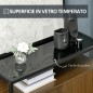 HOMCOM Ντουλάπι με Δύο Πόρτες από MDF με Κορυφή σε Tempered Glass, 82x30x98 cm, Καφέ και Μαύρο 838-266V00CF