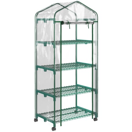 Outsunny Vertical Plant Θερμοκήπιο με 4 Ράφια Ατσάλι και Λευκό PVC, 69x50x165cm