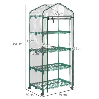 Outsunny Vertical Plant Θερμοκήπιο με 4 Ράφια Ατσάλι και Λευκό PVC, 69x50x165cm