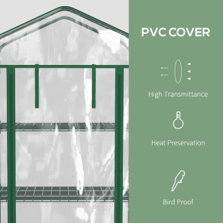 Outsunny Vertical Plant Θερμοκήπιο με 4 Ράφια Ατσάλι και Λευκό PVC, 69x50x165cm